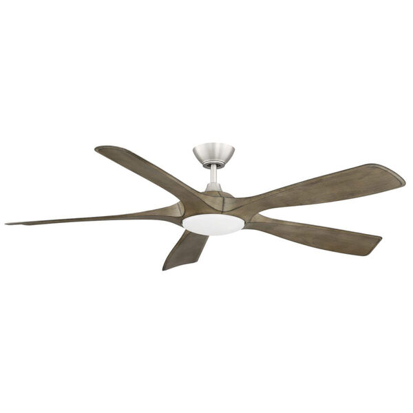 Mistral Satin Nickel 56-Inch LED Ceiling Fan with Grey Weathered Oak Blades, image 1