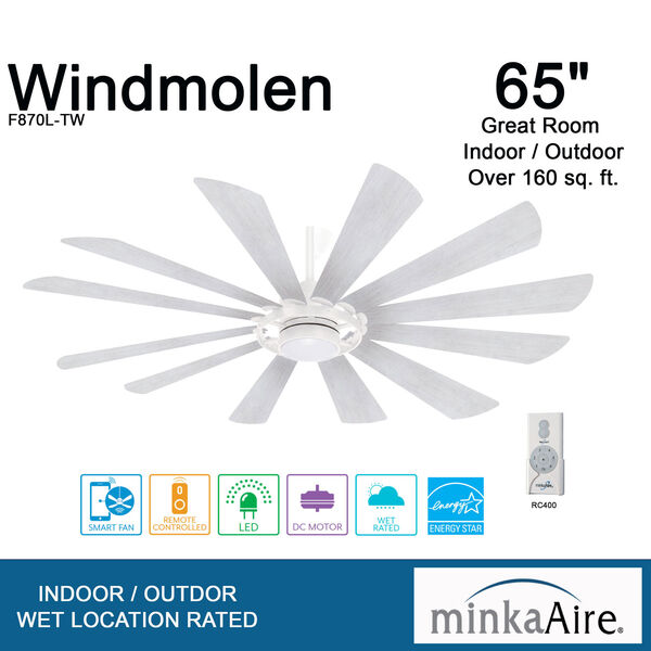 Windmolen Textured White 65-Inch LED Smart Ceiling Fan, image 7