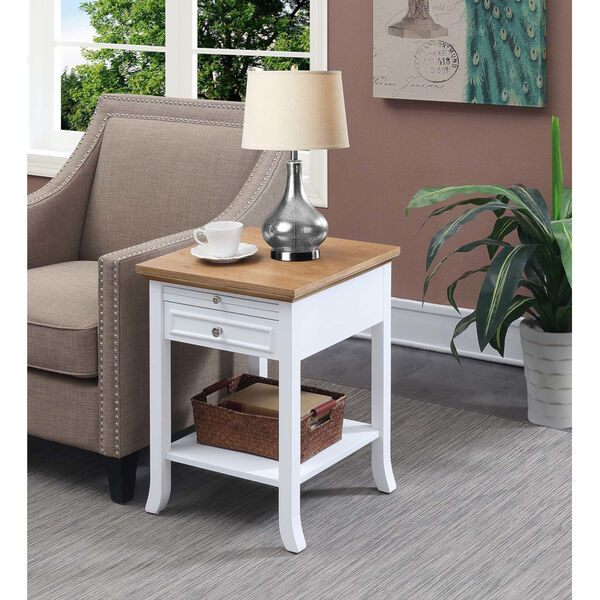 American Heritage Driftwood and White End Table with Drawer and Slide, image 1