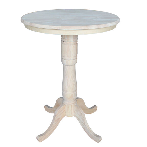 Unfinished 30-Inch Round Pedestal Bar Height Table, image 1