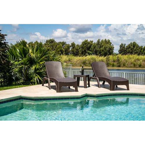 Roma Brown Three-Piece Outdoor Chaise Lounger Set, image 2