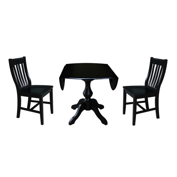 Black 30-Inch High Round Top Pedestal Table with Chairs, 3-Piece, image 3