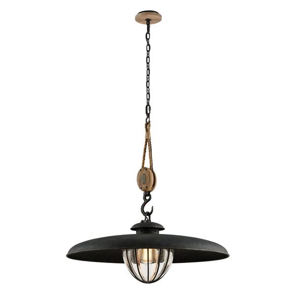 Murphy Vintage Iron 32-Inch One-Light Pendant with Hand-Blown Glass, image 1