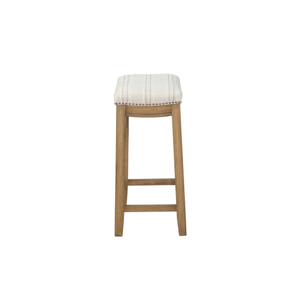 Hampton Linen Striped and Rustic Brown Counter Stool, image 5