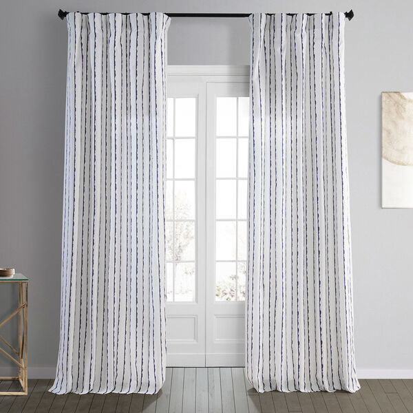 Sharkskin Blue Printed Cotton Single Panel Curtain, image 1