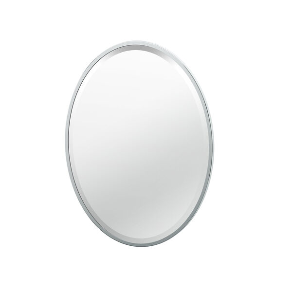 Flush Mount 27.5-Inch Framed Oval Mirror Chrome, image 1
