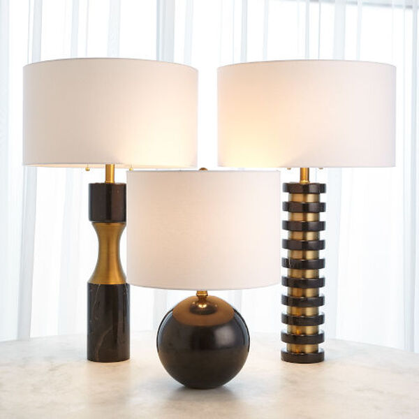 Black and Brass Marble Cinch Lamp, image 2