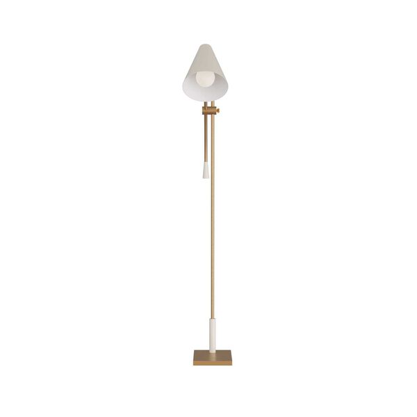 Wayne Antique Brass Cream Steel One-Light  Floor Lamp, image 1