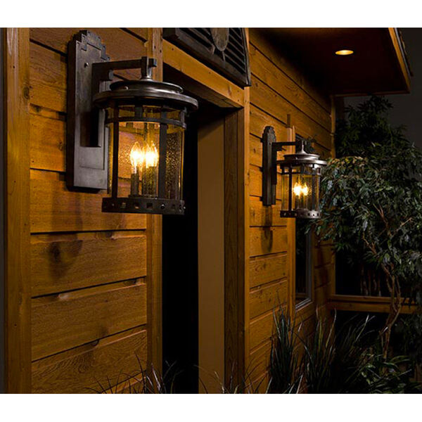 Santa Barbara Sienna Three-Light Outdoor Wall Mount with Seedy Glass, image 3