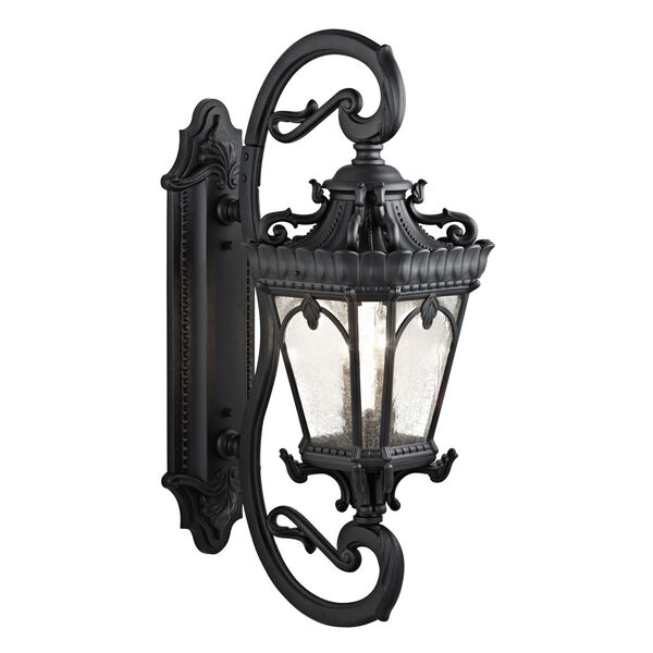 Tournai Four-Light Textured Black Outdoor Wall Lantern, image 1