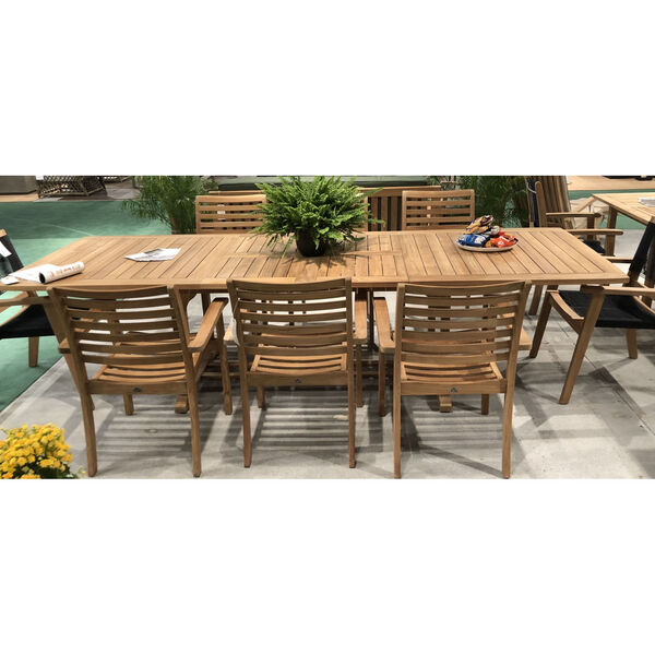 Ihland Nature Sand Teak Rectangular Teak Outdoor Dining Table with Double Extensions, image 2