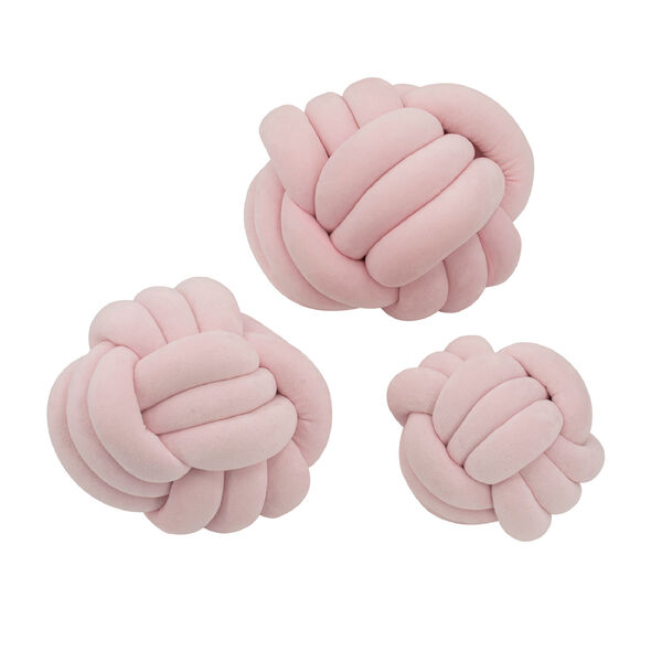 Pink Lamis Faux Velvet Knot Decorative Cushions, Set of Three, image 1