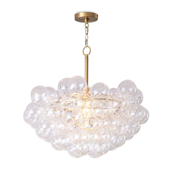 Bubbles Clear and Natural Brass One-Light Chandelier, image 1