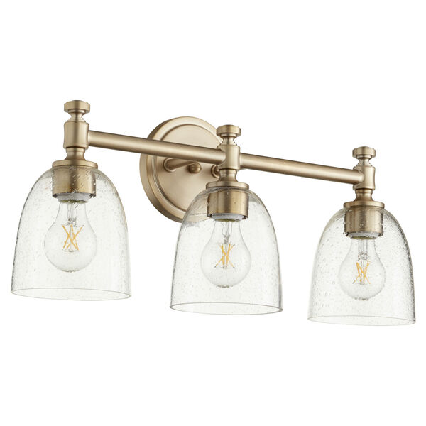 Rossington Aged Brass with Clear 22-Inch Three-Light Bath Vanity, image 1