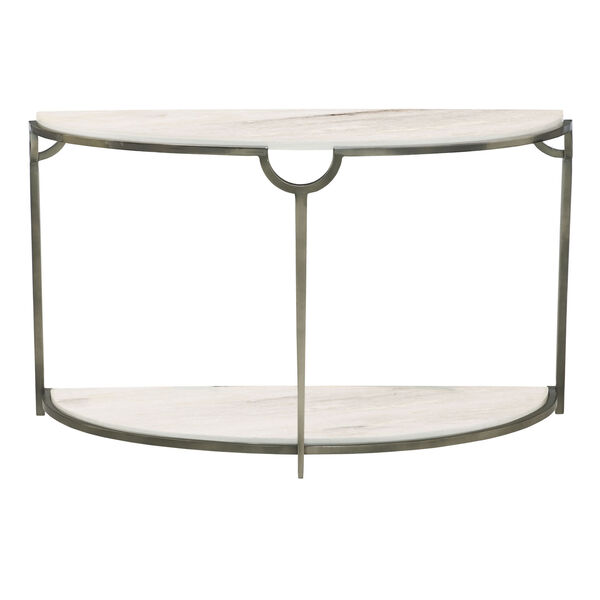 Freestanding Occasional Oxidized Nickel and Carrara Marble 48-Inch Console Table, image 2