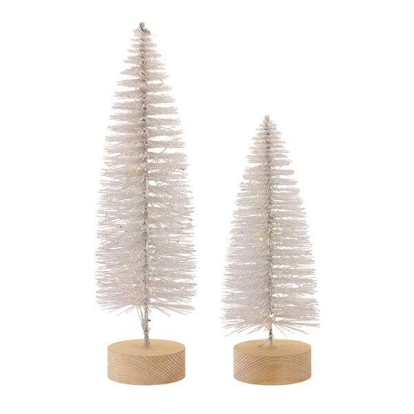 Gold and White Plastic Tree with LED Tabletop Décor, Set of 2, image 1