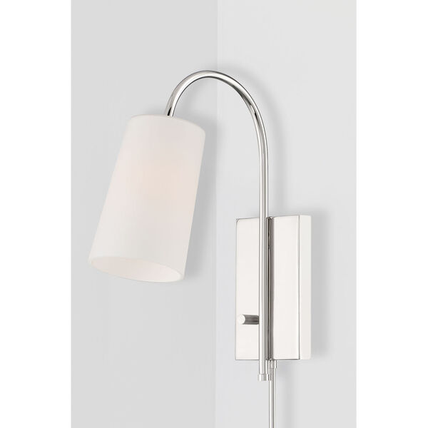 Alexa Polished Nickel and White One-Light Wall Sconce, image 3