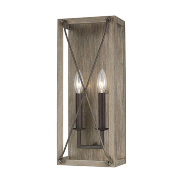 Ash Washed Pine Two-Light Wall Sconce, image 1