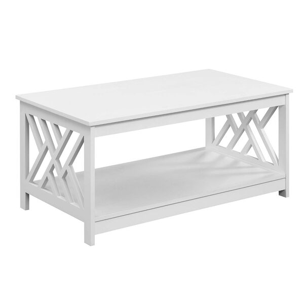 Titan White Coffee Table with Shelf, image 1