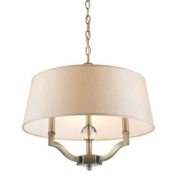 Waverly Antique Brass Convertible Semi-Flush with Silken Parchment Shade, image 3