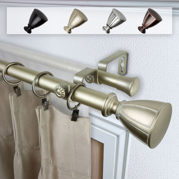 Ayla Light Gold 28-48 Inch Double Curtain Rod, image 1