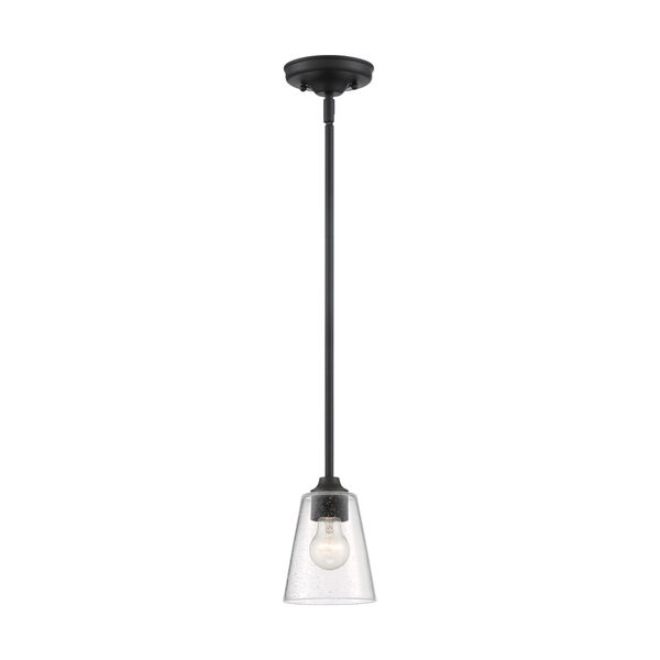 Bransel Matte Black One-Light Mini Pendant with Clear Seeded Glass, image 3