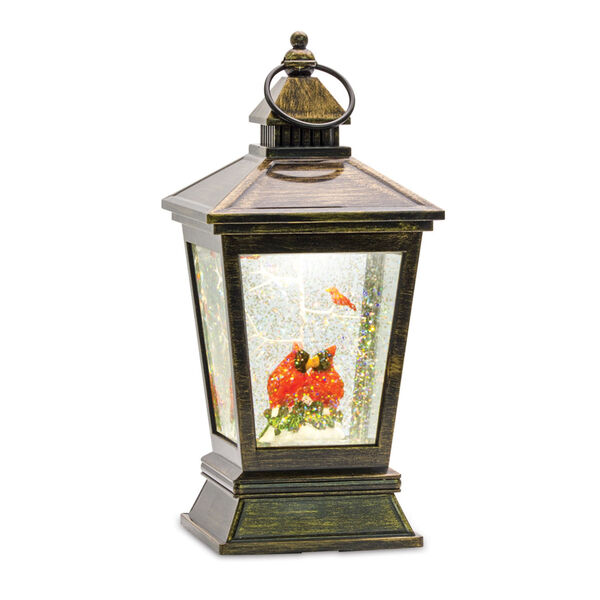 Bronze Cardinal Snow Globe Lantern Tabletop Décor, image 1