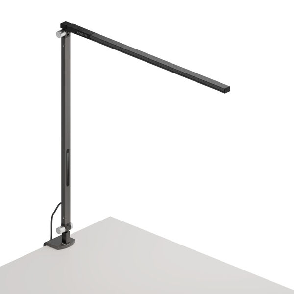 Z-Bar Metallic Black Warm Light LED Solo Desk Lamp with One-Piece Desk Clamp, image 1