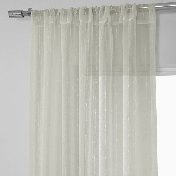 White Striped Faux Linen Sheer Curtain Single Panel, image 5