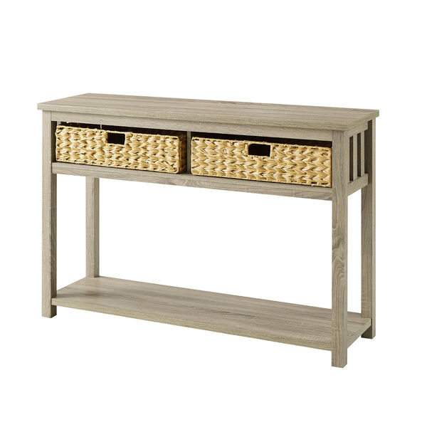 Driftwood Storage Entry Table with Rattan Baskets, image 6