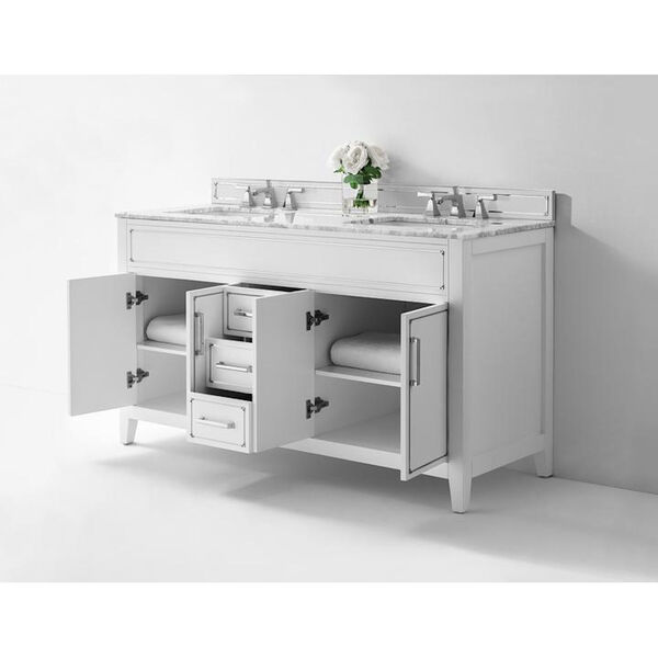 Aspen White 60-Inch Bath Vanity Set with Italian Carrara White Marble, image 5