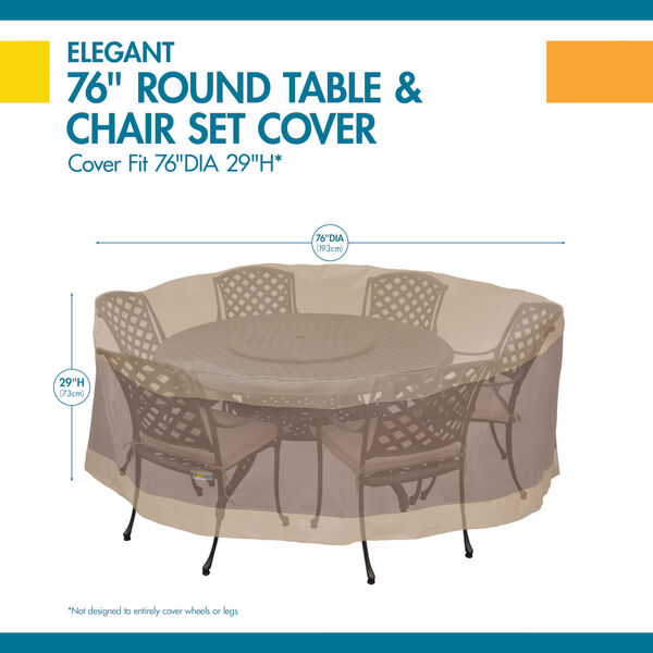 Elegant Swiss Coffee 76 In. Round Patio Table with Chairs Set Cover, image 2