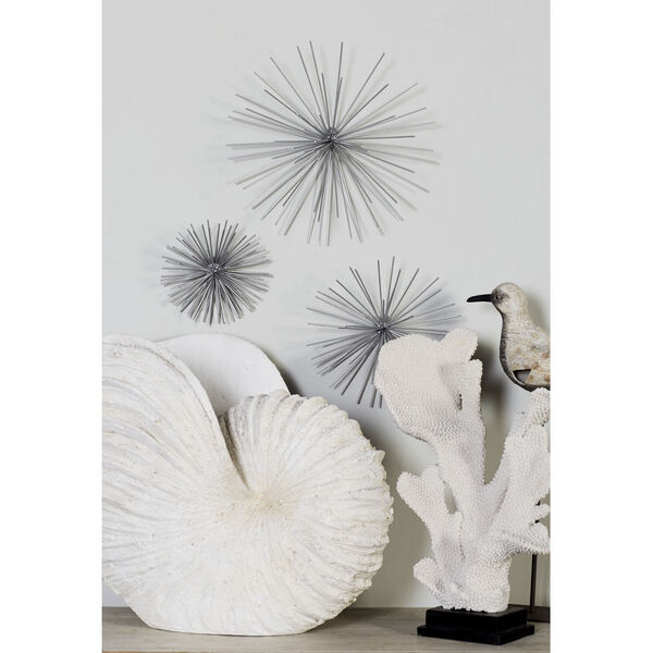 Silver Starburst Absctract Wall Decor, Set of 3, image 1