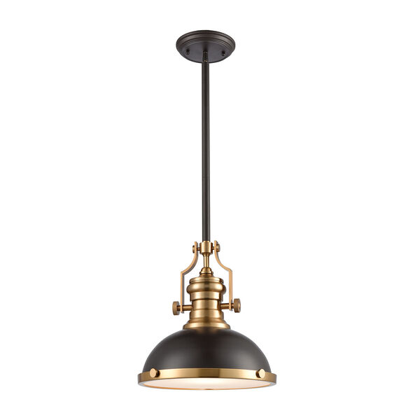 Chadwick Oil Rubbed Bronze and Satin Brass One-Light 13-Inch Pendant, image 1