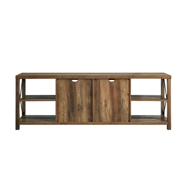 Barnwood X Frame TV Stand with Glass Door, image 3