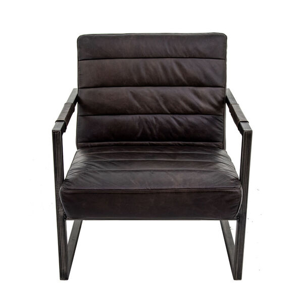 Emmalee Brown Leather Accent Chair with Cast Iron Base, image 4