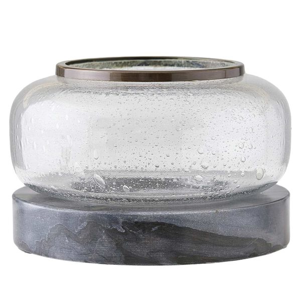Trace Clear Seedy Glass Galaxy Marble Bronze Vase, image 1