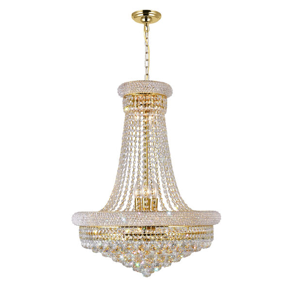 Empire Gold 17-Light Chandelier with K9 Clear Crystal, image 1