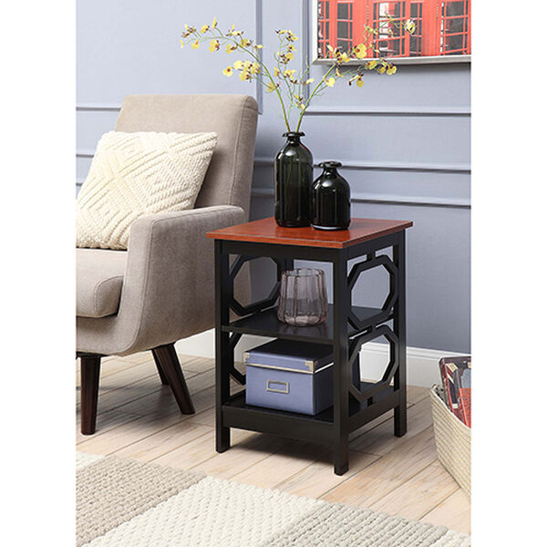 Omega Cherry Top End Table with Black Frame, image 1