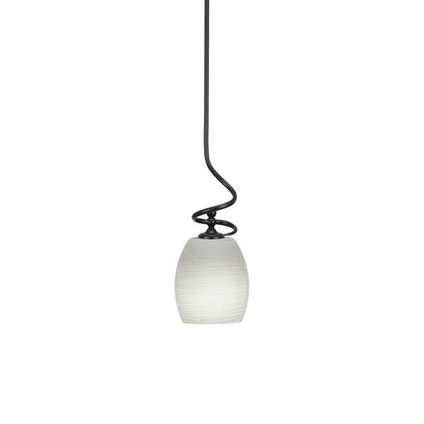Capri Matte Black One-Light Mini Pendant with White Linen Glass, image 1