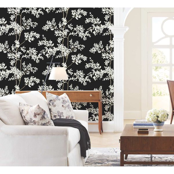 Lunaria Silhouette Black White Wallpaper, image 3