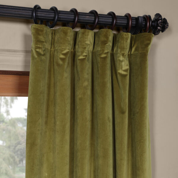 Green 120 x 50 In. Plush Velvet Curtain Single Panel, image 2