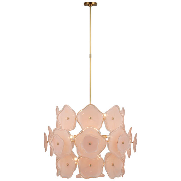 Leighton Large Barrel Chandelier in Soft Brass with Blush Tinted Glass by kate spade new york, image 1