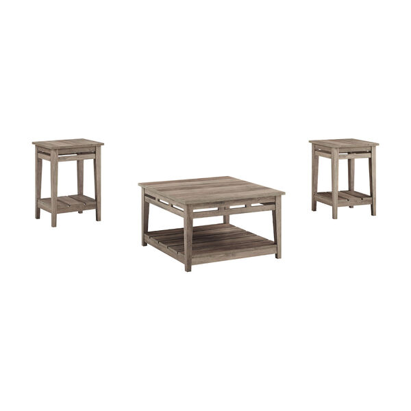 Grey Wash Square Coffee Table and Side Table Set, 3-Piece, image 1