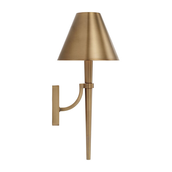 Holden Aged Brass One-Light Sconce with Metal Shade with White Interior, image 6