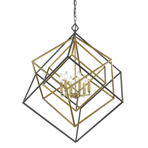 Euclid Olde Brass and Bronze Six-Light Chandelier, image 4