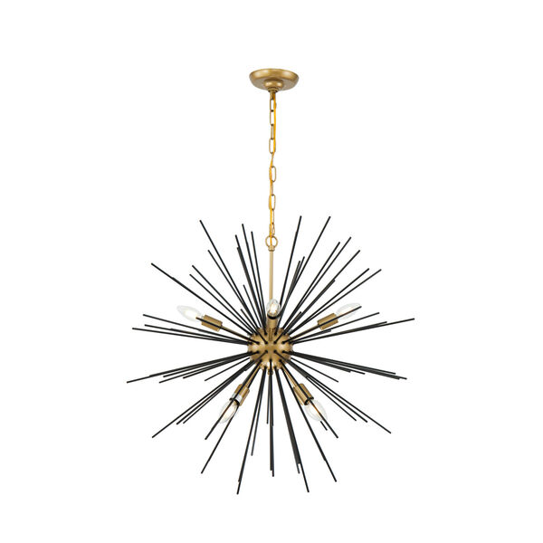 Timber Brass and Black 30-Inch Eight-Light Pendant, image 4