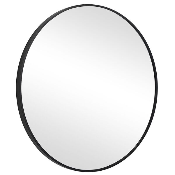 Linden Black Satin 24-inch Round Wall Mirror, image 5