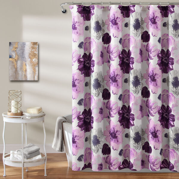 Leah Gray and Purple 72 x 72 In. Shower Curtain, image 1