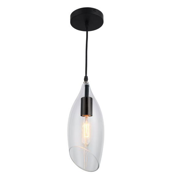Abba Black Five-Inch One-Light Mini Pendant with Clear Glass Shade, image 1